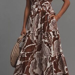 Anthropologie The Somerset Maxie Dress, Color Cedar and White, Size XS